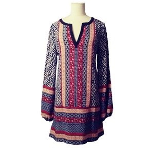 Blue Pepper Print Tunic Dress